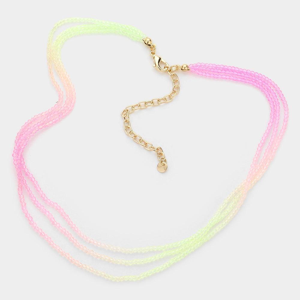 Gold Gradation Seed Beaded Triple Layered Necklace - Jewelry Store by Erik Rayo