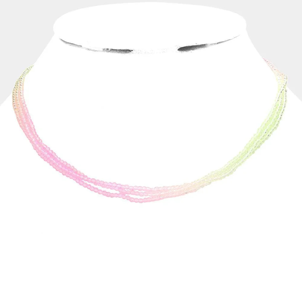 Gold Gradation Seed Beaded Triple Layered Necklace - Jewelry Store by Erik Rayo