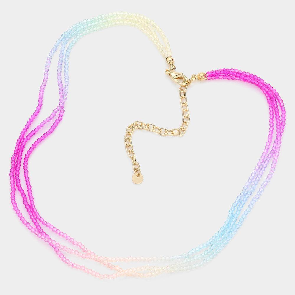 Gold Gradation Seed Beaded Triple Layered Necklace - Jewelry Store by Erik Rayo