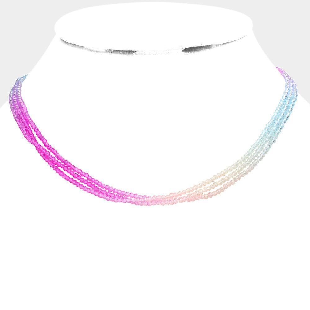 Gold Gradation Seed Beaded Triple Layered Necklace - Jewelry Store by Erik Rayo