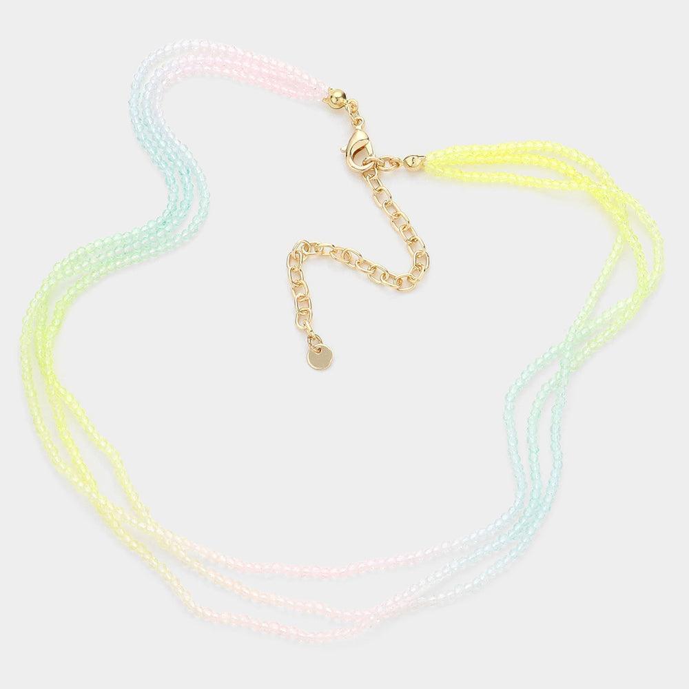 Gold Gradation Seed Beaded Triple Layered Necklace - Jewelry Store by Erik Rayo