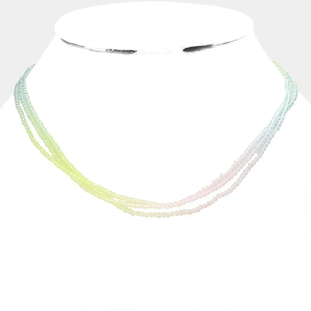 Gold Gradation Seed Beaded Triple Layered Necklace - Jewelry Store by Erik Rayo