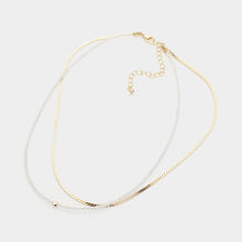 Load image into Gallery viewer, White Metal Bead Pointed Seed Beads Beaded Metal Chain Layered Necklace
