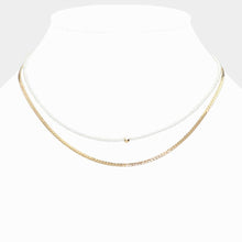 Load image into Gallery viewer, White Metal Bead Pointed Seed Beads Beaded Metal Chain Layered Necklace

