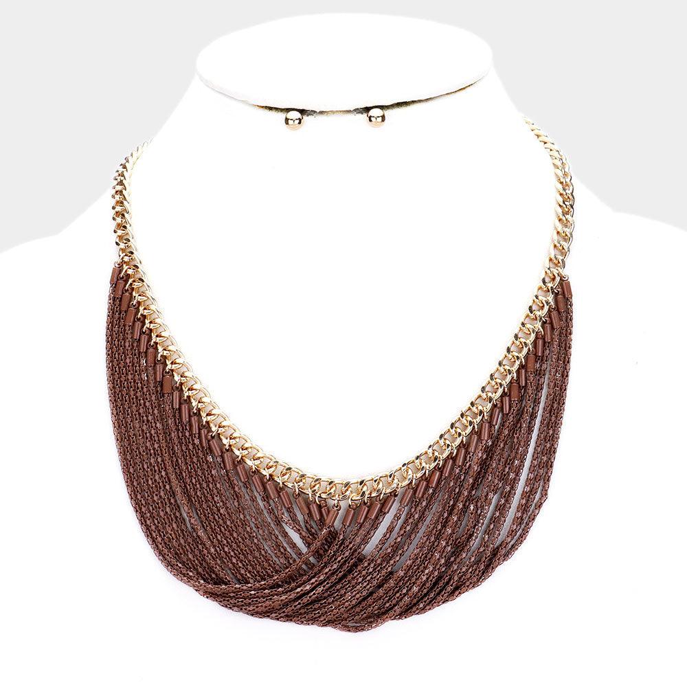 Gold Snake Chain Layered Bib Necklace