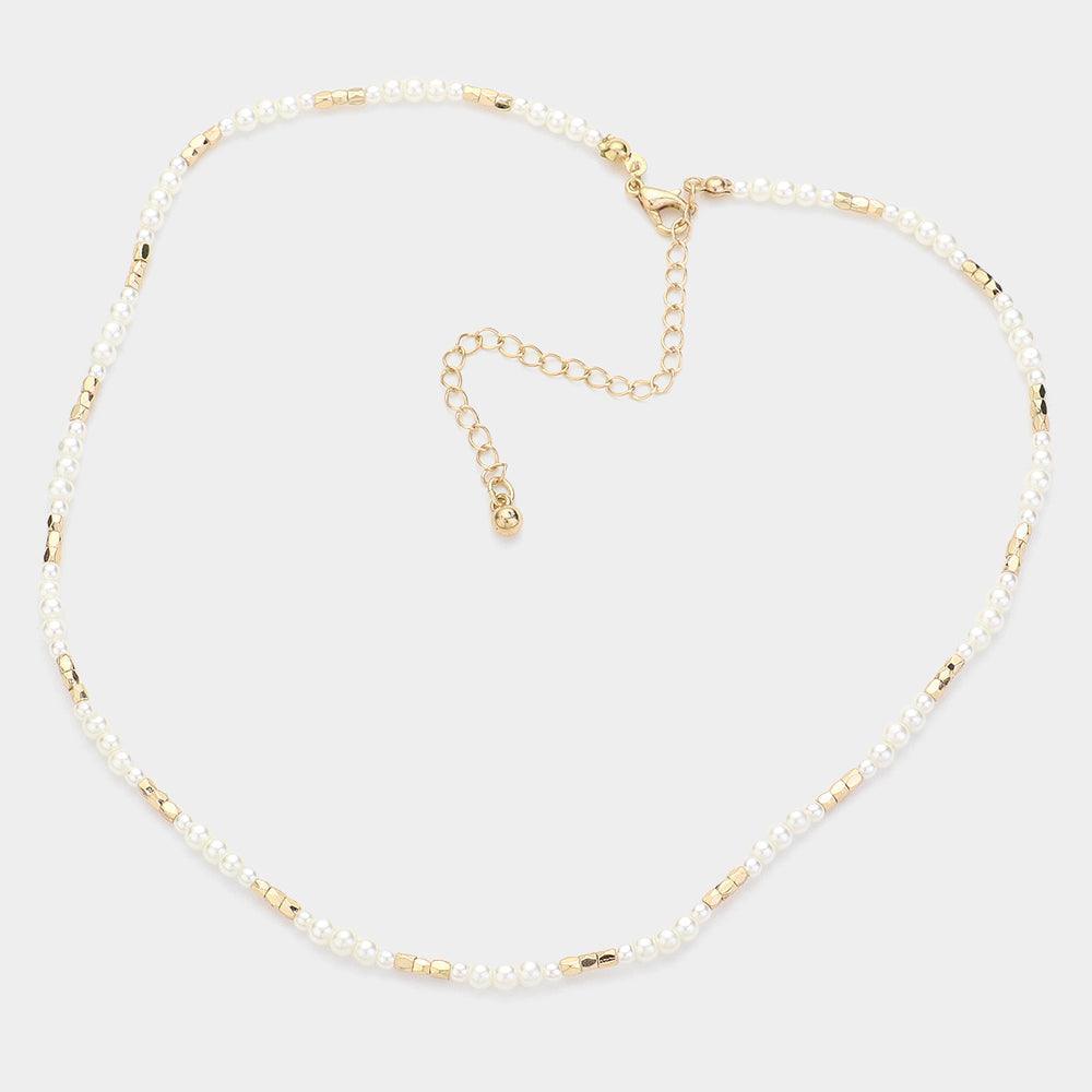 Cream Faceted Beaded Necklace - Jewelry Store by Erik Rayo