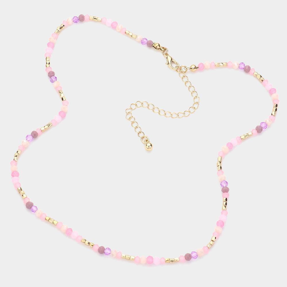 Pink Faceted Beaded Necklace - Jewelry Store by Erik Rayo