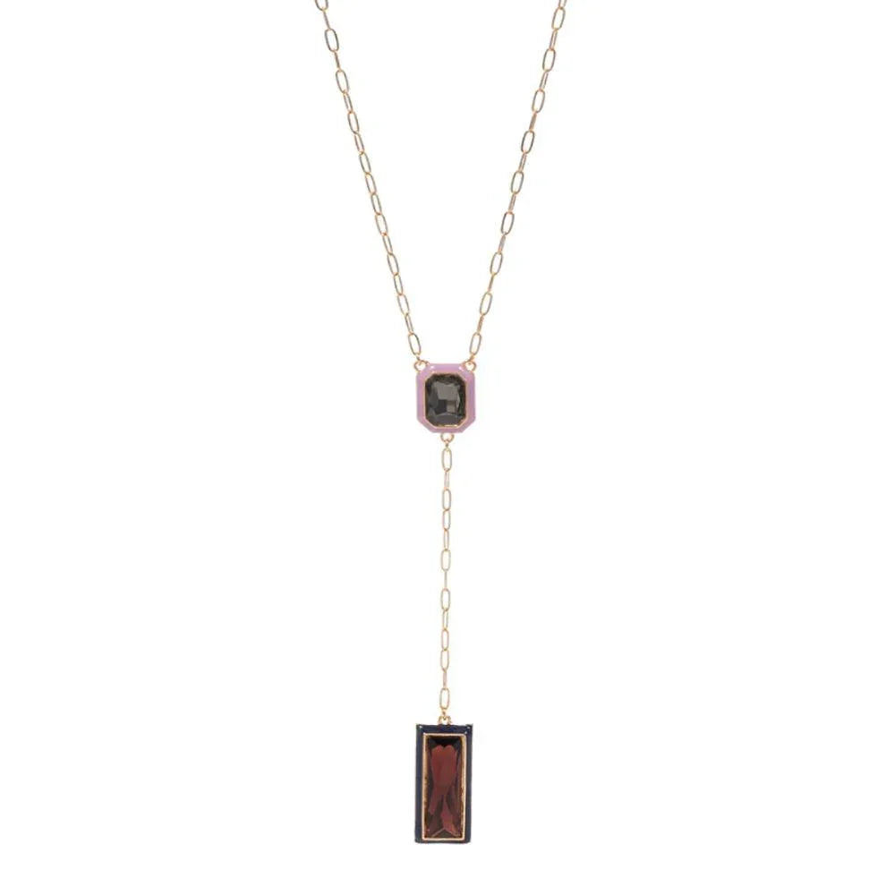 Blue Geometric Stone Pointed Y Necklace - Jewelry Store by Erik Rayo