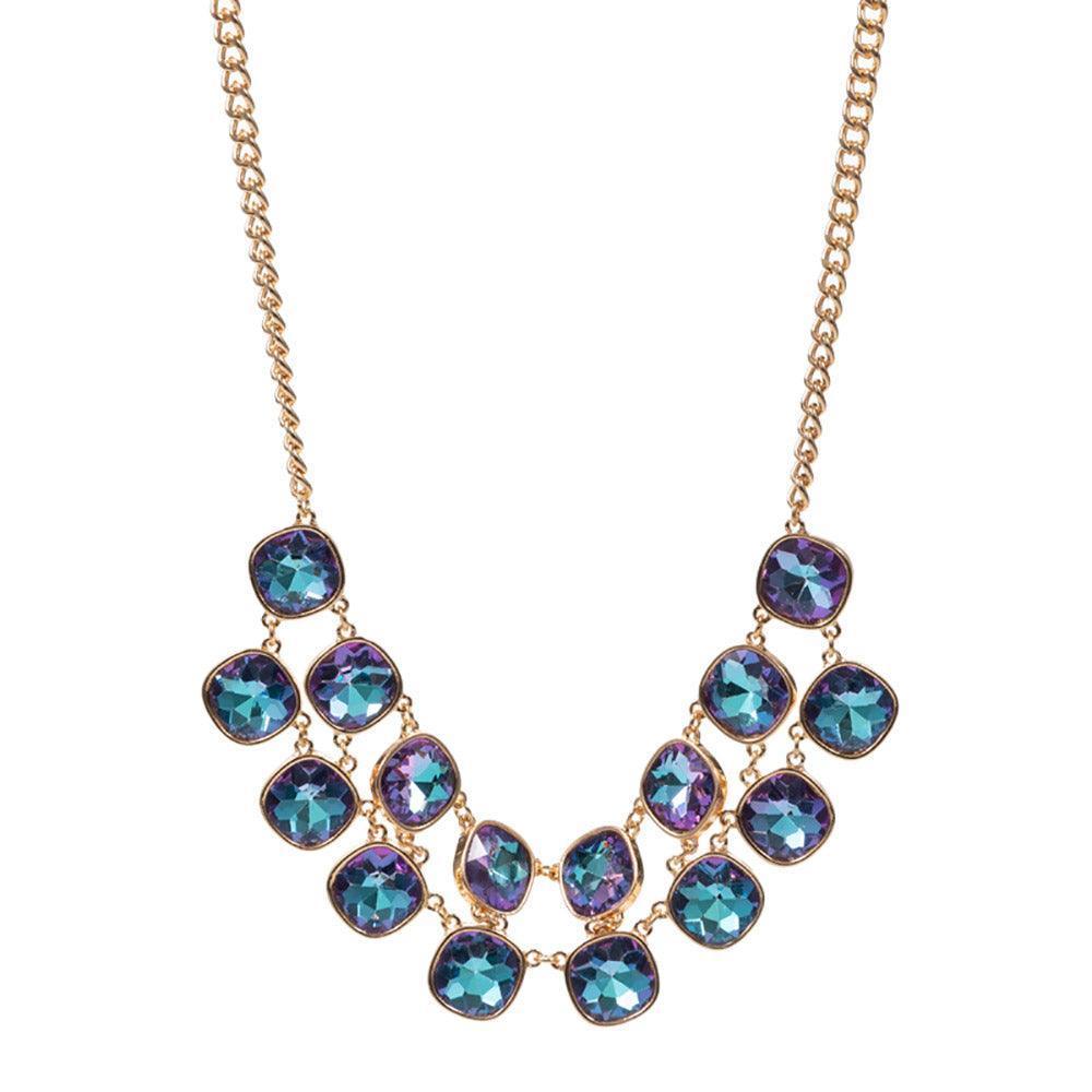Gold Cushion Square Stone Cluster Link Necklace - Jewelry Store by Erik Rayo