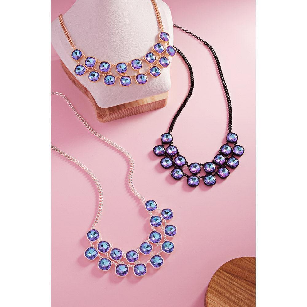 Gold Cushion Square Stone Cluster Link Necklace - Jewelry Store by Erik Rayo