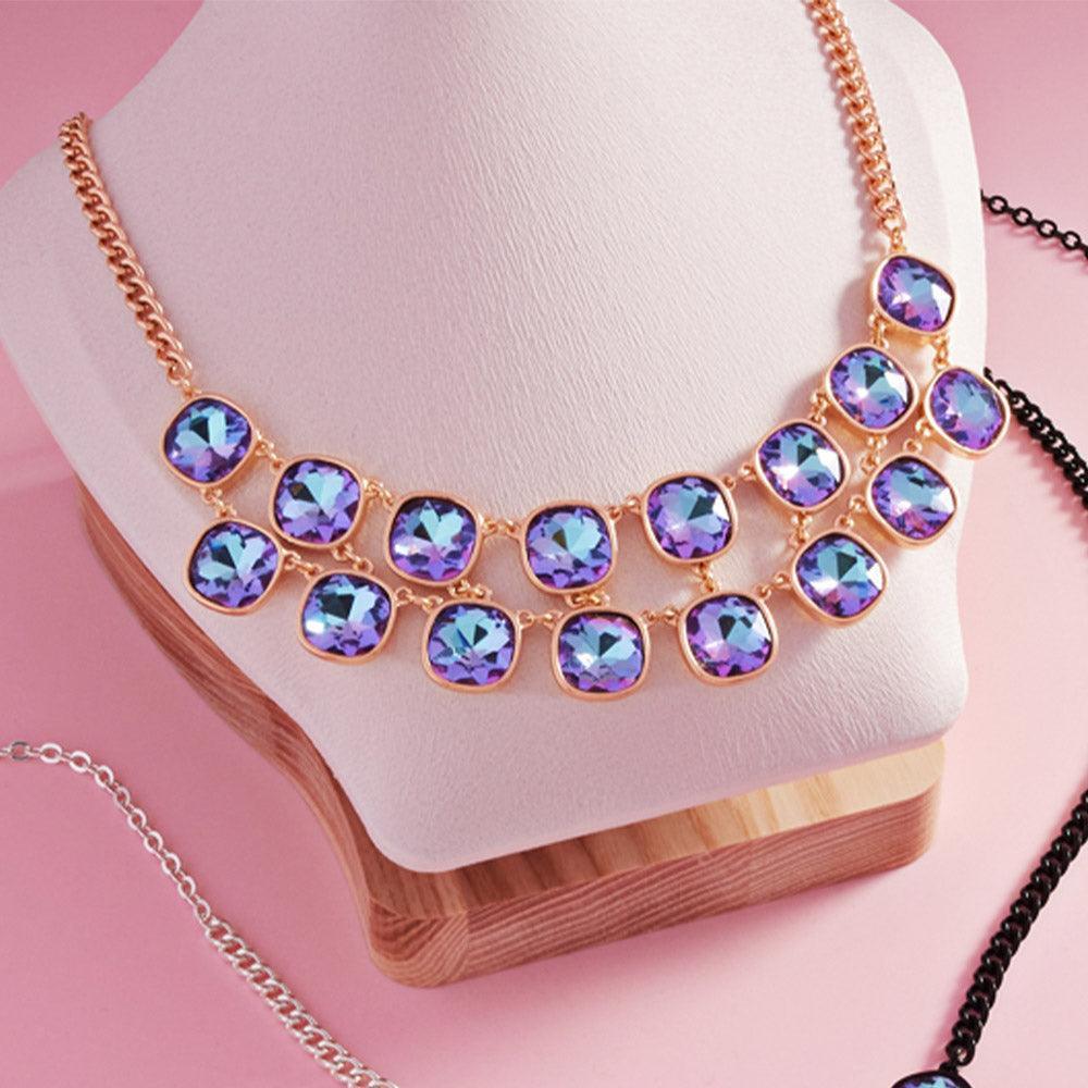 Gold Cushion Square Stone Cluster Link Necklace - Jewelry Store by Erik Rayo
