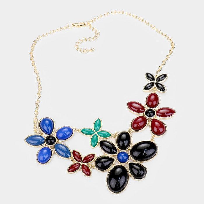 Gold Resin Bead Cluster Floral Necklace - Jewelry Store by Erik Rayo