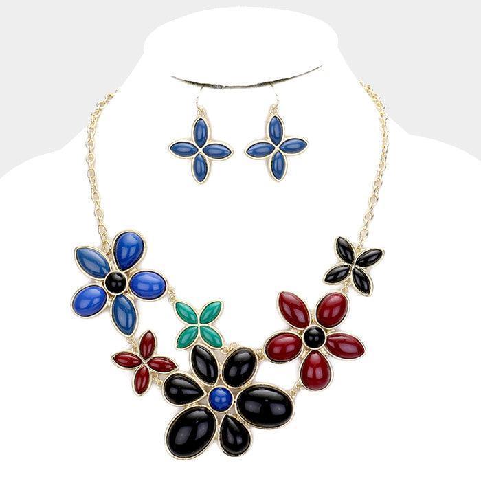Gold Resin Bead Cluster Floral Necklace - Jewelry Store by Erik Rayo