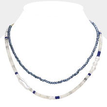 Load image into Gallery viewer, Silver Pearl Beaded Double Layered Necklace
