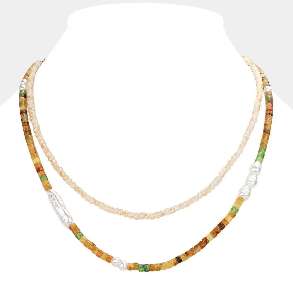 Pearl Beaded Double Layered Necklace - Jewelry Store by Erik Rayo