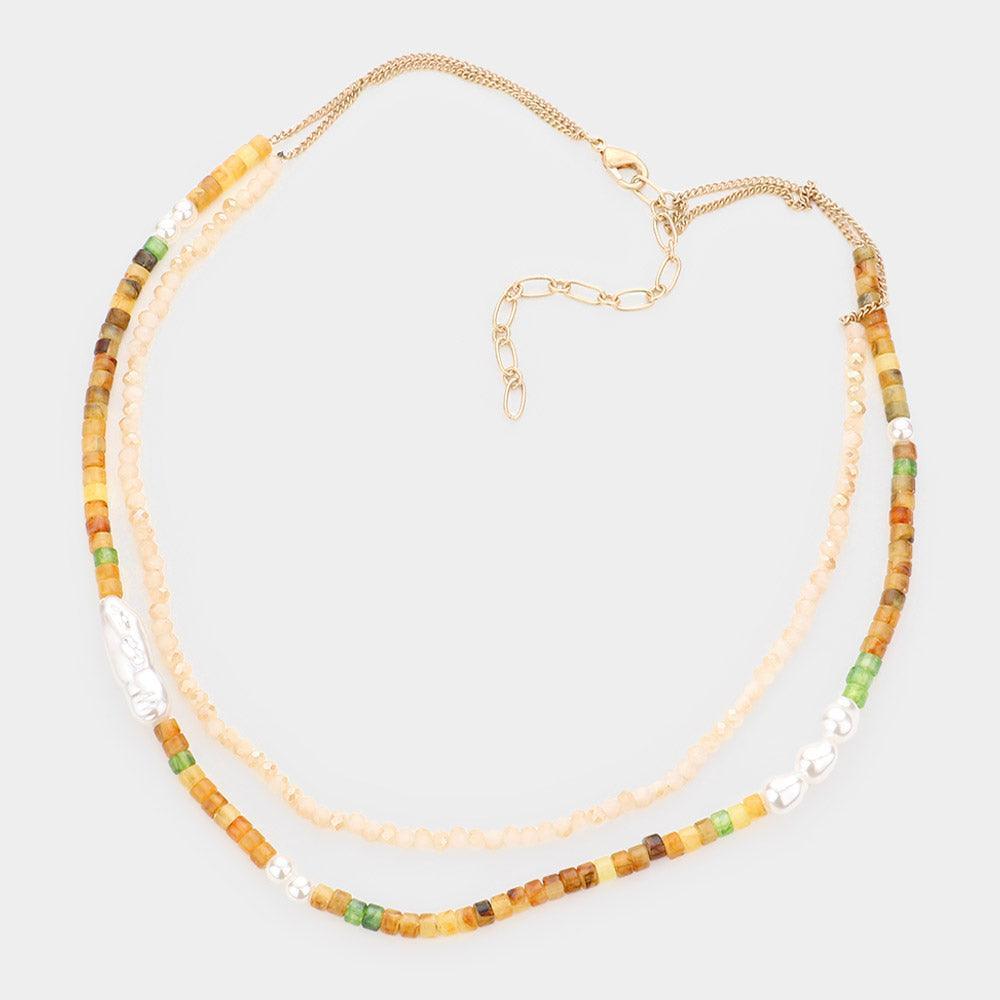 Pearl Beaded Double Layered Necklace - Jewelry Store by Erik Rayo
