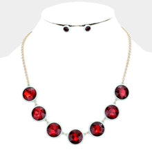 Load image into Gallery viewer, Red Glass Crystal Round Resin Bezel Necklace
