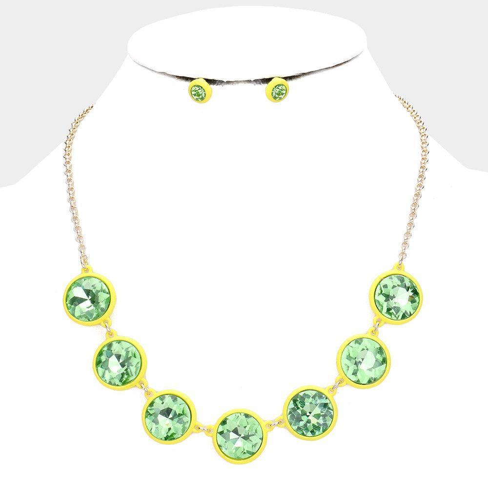 Yellow Glass Crystal Round Resin Bezel Necklace - Jewelry Store by Erik Rayo