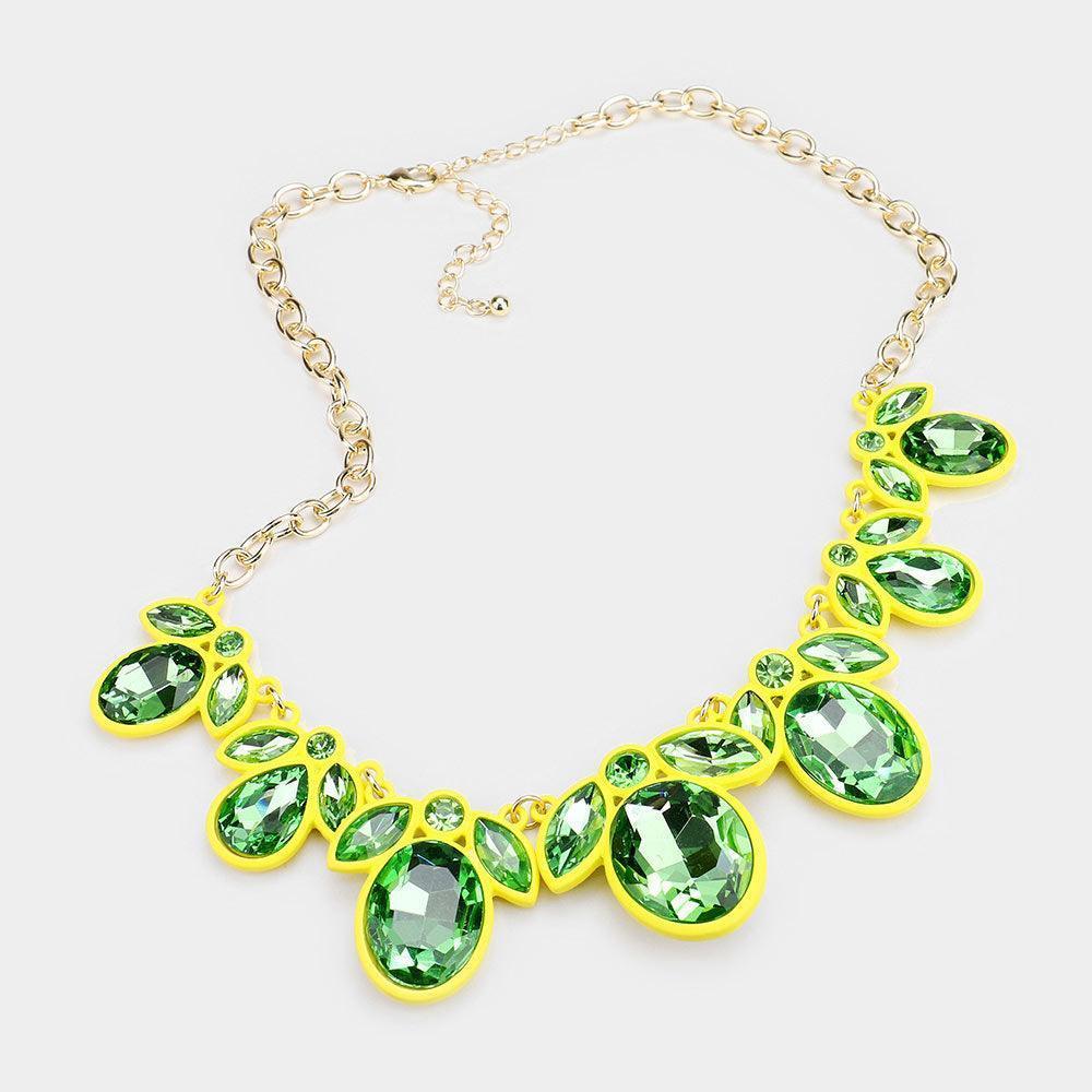 Yellow Oval Marquise Glass Crystal Collar Necklace - Jewelry Store by Erik Rayo