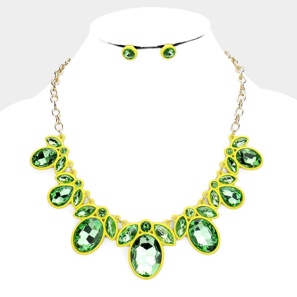 Yellow Oval Marquise Glass Crystal Collar Necklace - Jewelry Store by Erik Rayo