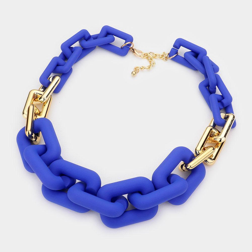Gold Solid Color Open Rectangle Link Necklace - Jewelry Store by Erik Rayo