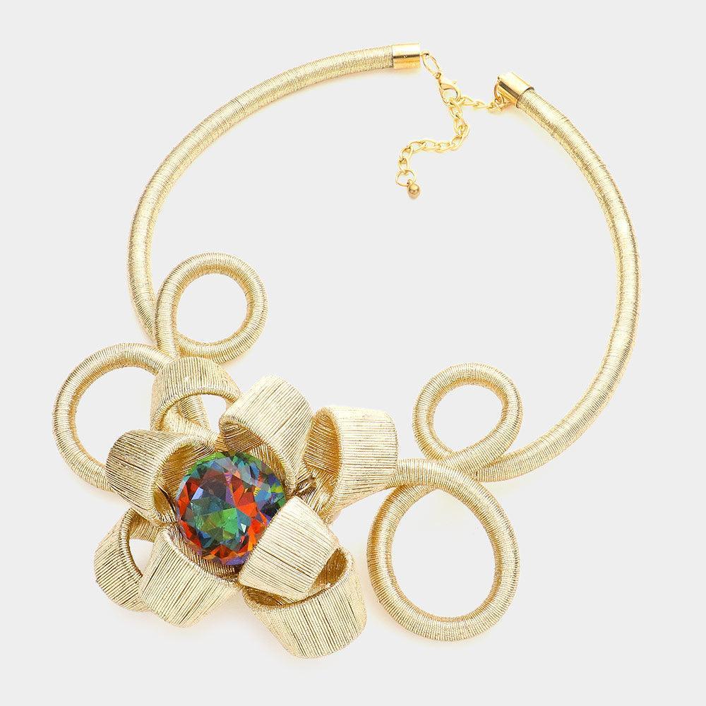 Round Stone Center Floral Pendant Necklace - Jewelry Store by Erik Rayo
