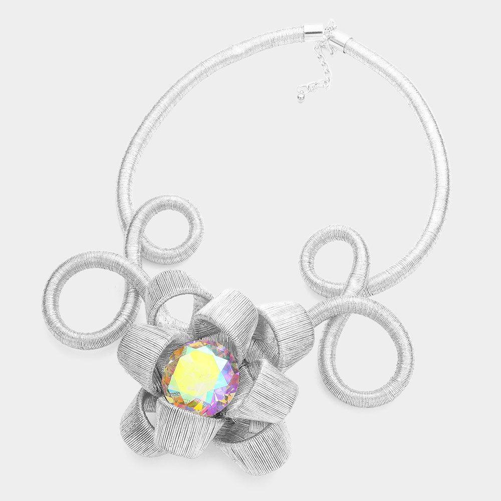 Round Stone Center Floral Pendant Necklace - Jewelry Store by Erik Rayo