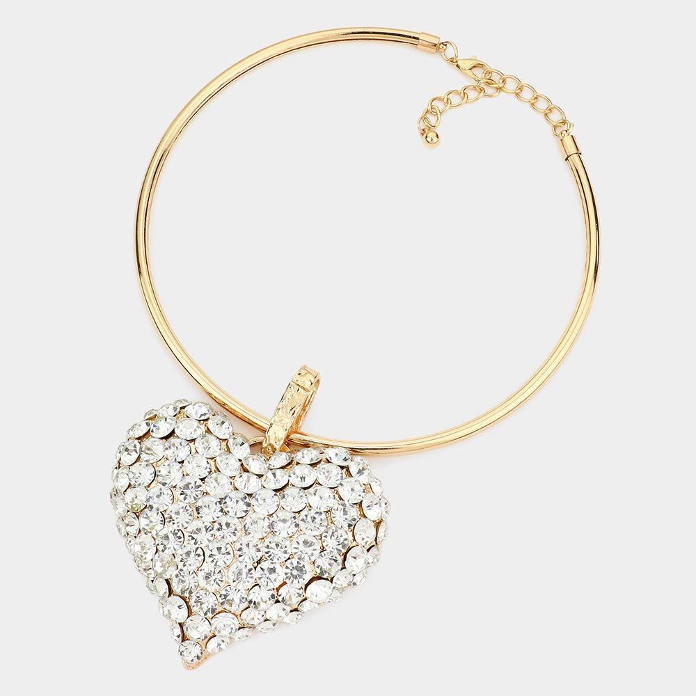 Gold Bubble Stone Cluster Heart Pendant Necklace - Jewelry Store by Erik Rayo