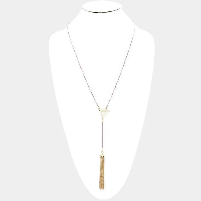 Purple Drop Metal Chain Tassel Y Necklace - Jewelry Store by Erik Rayo