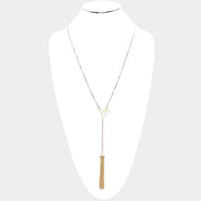 Load image into Gallery viewer, Purple Drop Metal Chain Tassel Y Necklace
