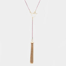 Load image into Gallery viewer, Purple Drop Metal Chain Tassel Y Necklace
