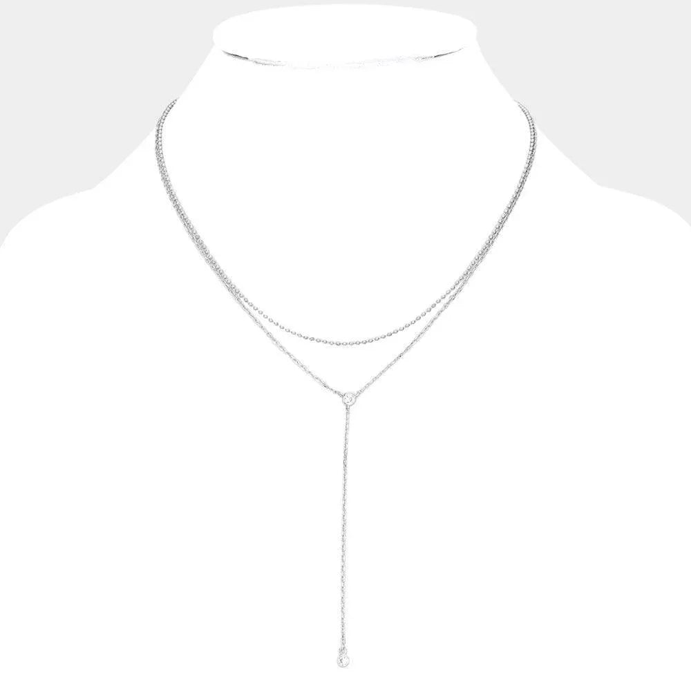 Dropped Round Stone Double Layered Y Necklace - Jewelry Store by Erik Rayo