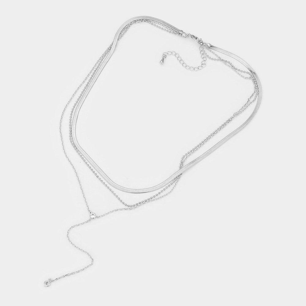 Dropped Round Stone Triple Layered Y Necklace - Jewelry Store by Erik Rayo