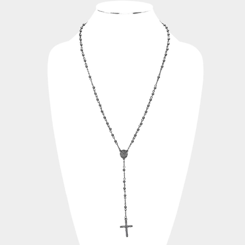 Crucifix Pendant Beaded Y Rosary Necklace