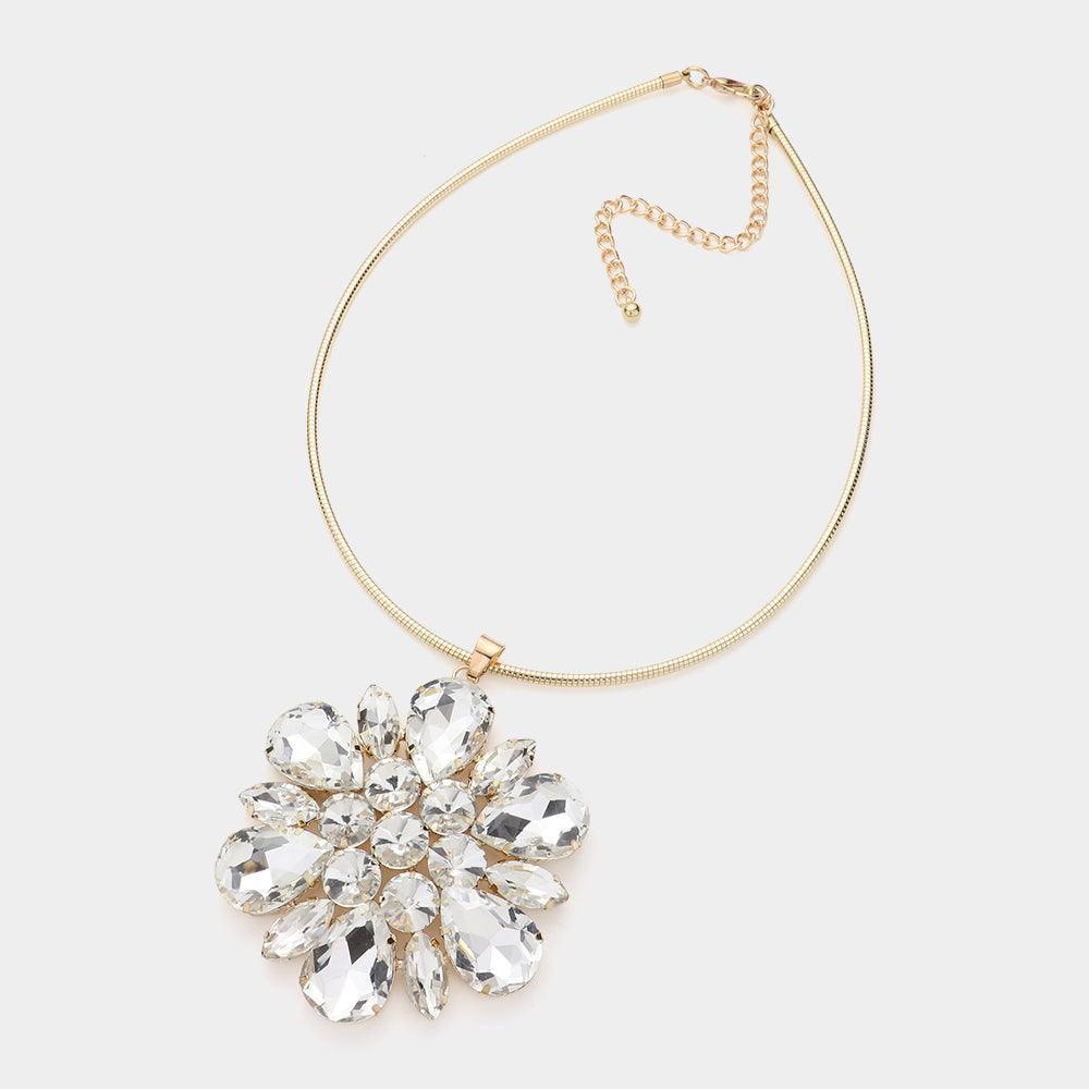 Gold Multi Stone Cluster Flower Necklace - Jewelry Store by Erik Rayo