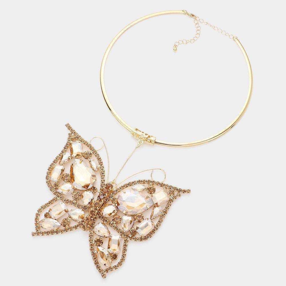 Stone Embellished Butterfly Pendant Necklace - Jewelry Store by Erik Rayo