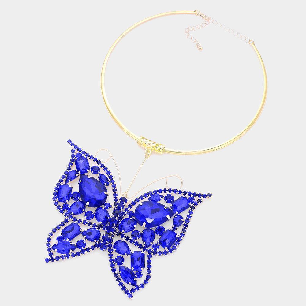 Stone Embellished Butterfly Pendant Necklace - Jewelry Store by Erik Rayo