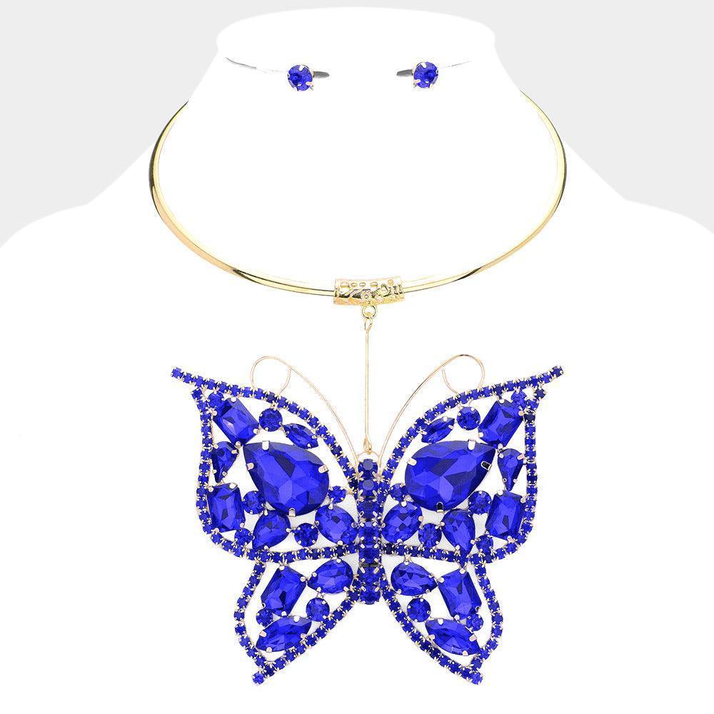 Stone Embellished Butterfly Pendant Necklace - Jewelry Store by Erik Rayo