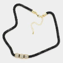 Load image into Gallery viewer, Black Rhinestone Embellished Triple Ring Accented Necklace
