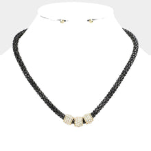 Load image into Gallery viewer, Black Rhinestone Embellished Triple Ring Accented Necklace

