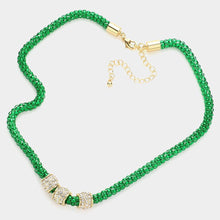 Load image into Gallery viewer, Green Rhinestone Embellished Triple Ring Accented Necklace
