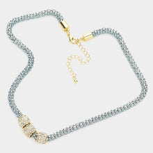 Load image into Gallery viewer, Rhinestone Embellished Triple Ring Accented Necklace
