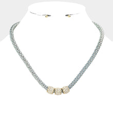 Load image into Gallery viewer, Rhinestone Embellished Triple Ring Accented Necklace
