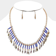 Load image into Gallery viewer, Gold Bead fringe fan bib necklace
