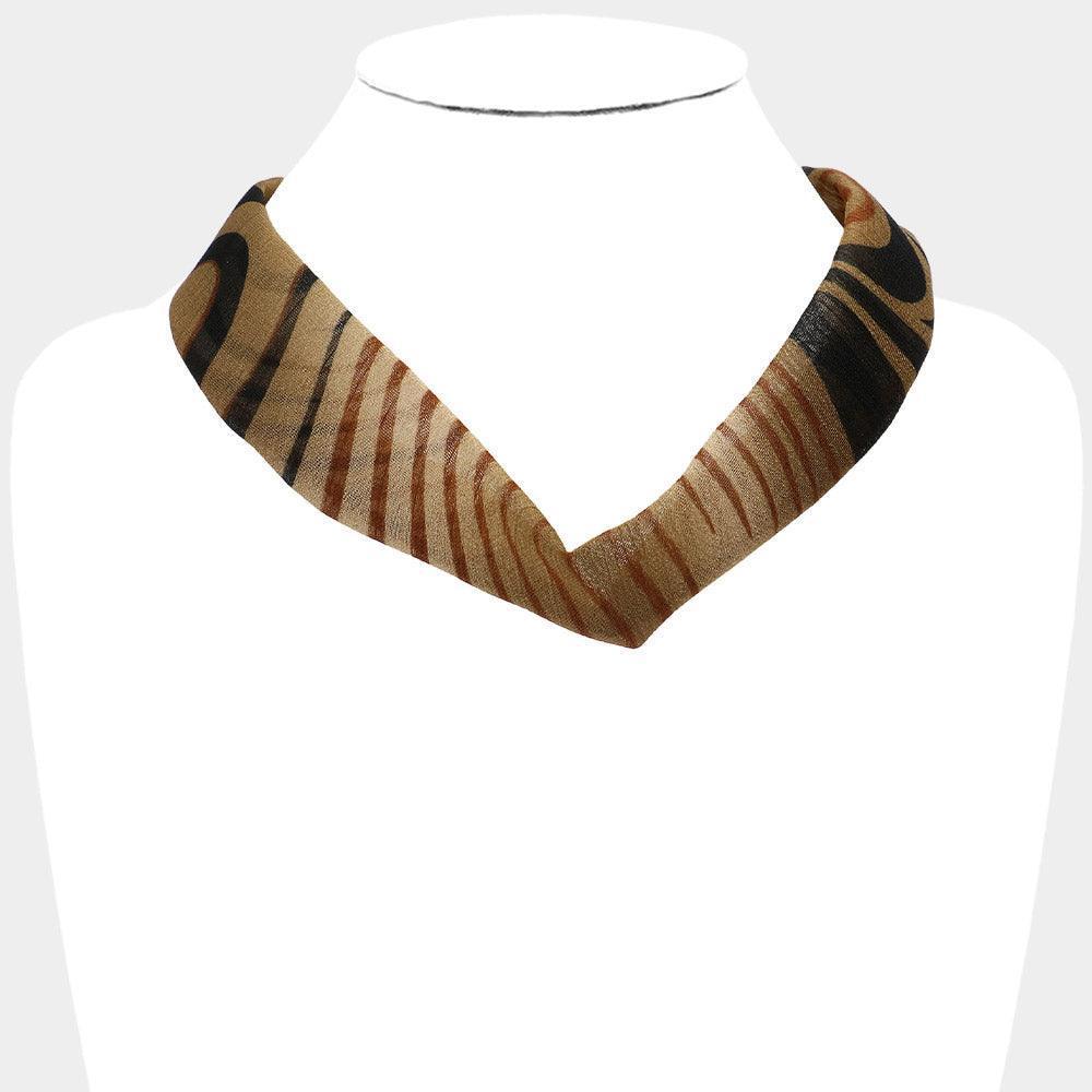 Brown Zebra Patterned Fabric Chiffon Necklace - Jewelry Store by Erik Rayo