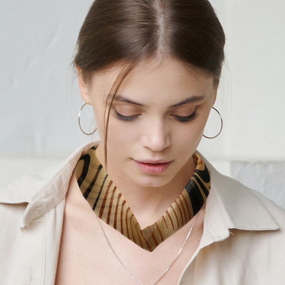 Brown Zebra Patterned Fabric Chiffon Necklace - Jewelry Store by Erik Rayo