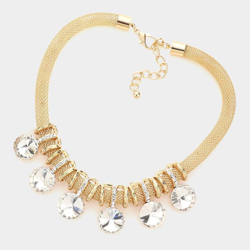 Gold Round Stone Accented Necklace - Jewelry Store by Erik Rayo
