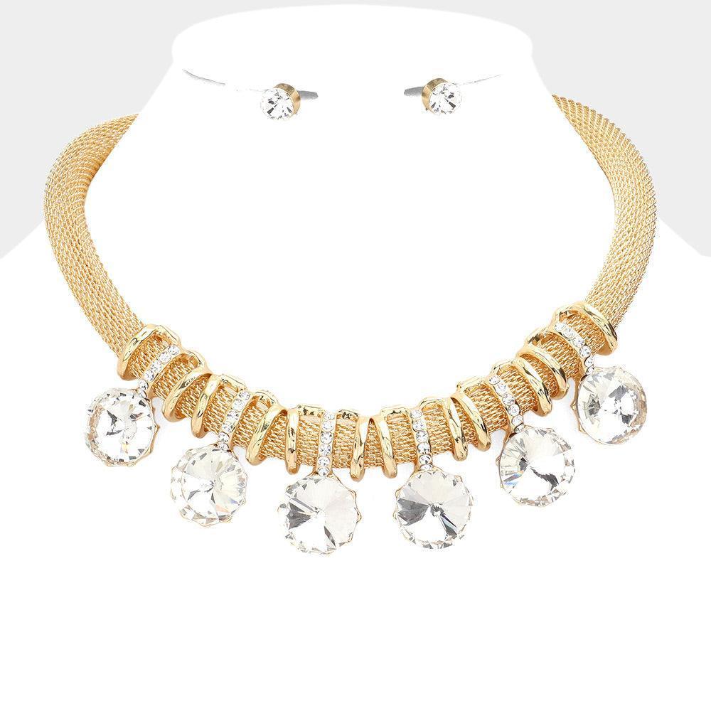 Gold Round Stone Accented Necklace - Jewelry Store by Erik Rayo