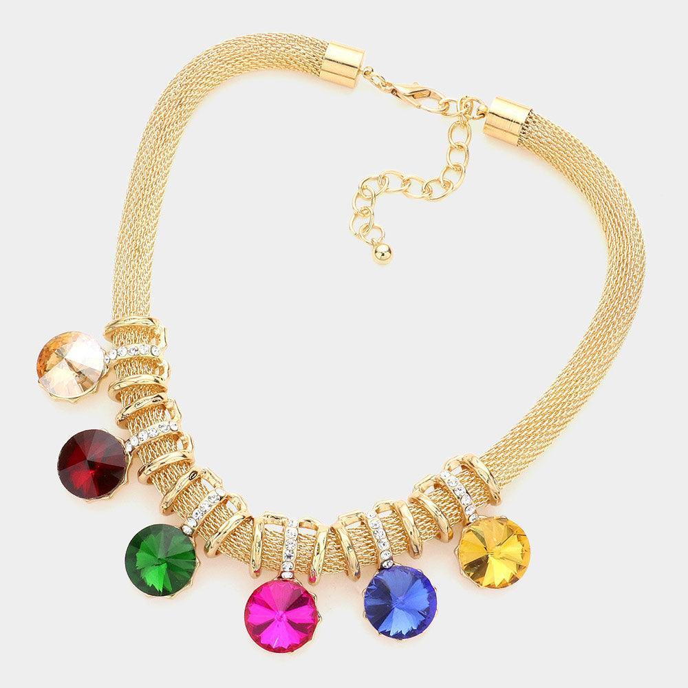 Gold Round Stone Accented Necklace - Jewelry Store by Erik Rayo