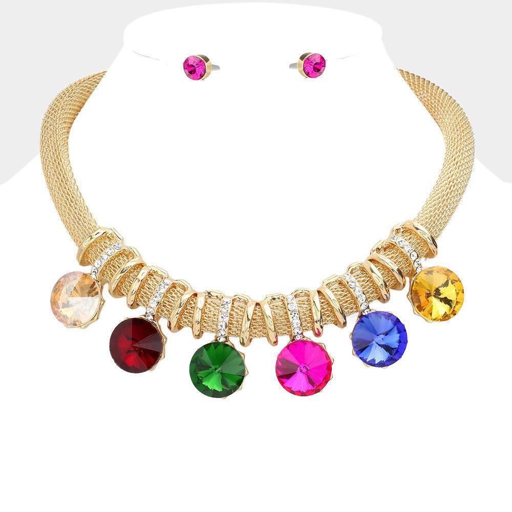 Gold Round Stone Accented Necklace - Jewelry Store by Erik Rayo